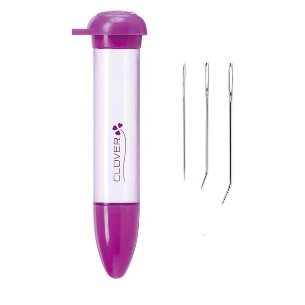 Clover Stopfnadel-Set im lila Röhrchen – fein, gebogen & immer dabei